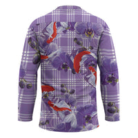 Lavender Palaka Hawaii Aloha Hockey Jersey Koi Pond Mix Orchids - Polynesian Pride