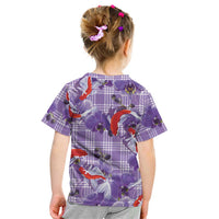 Lavender Palaka Hawaii Aloha Kid T Shirt Koi Pond Mix Orchids LT7 - Polynesian Pride