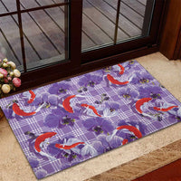 Lavender Palaka Hawaii Aloha Rubber Doormat Koi Pond Mix Orchids - Polynesian Pride