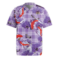 Lavender Palaka Hawaii Aloha Rugby Jersey Koi Pond Mix Orchids LT7 Purple - Polynesian Pride