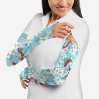 Turquoise Palaka Hawaii Aloha Arm Sleeves Koi Pond Mix Plumeria - Polynesian Pride