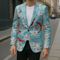 Turquoise Palaka Hawaii Aloha Blazer Koi Pond Mix Plumeria - Polynesian Pride