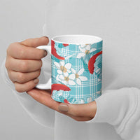 Turquoise Palaka Hawaii Aloha Ceramic Mug Koi Pond Mix Plumeria - Polynesian Pride