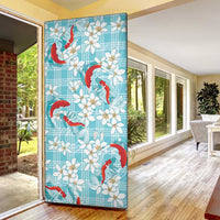 Turquoise Palaka Hawaii Aloha Door Cover Koi Pond Mix Plumeria - Polynesian Pride