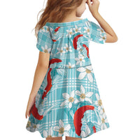 Turquoise Palaka Hawaii Aloha Family Matching Long Sleeve Bodycon Dress and Hawaiian Shirt Koi Pond Mix Plumeria LT7 - Polynesian Pride