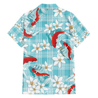 Turquoise Palaka Hawaii Aloha Family Matching Puletasi and Hawaiian Shirt Koi Pond Mix Plumeria - Polynesian Pride