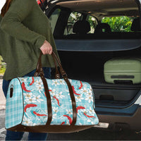 Turquoise Palaka Hawaii Aloha Travel Bag Koi Pond Mix Plumeria - Polynesian Pride