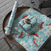 Turquoise Palaka Hawaii Aloha Wrapping Paper Koi Pond Mix Plumeria