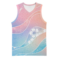 Aloha Hawaii Floral Tapa Basketball Jersey Patchwork Pastel Candy - Polynesian Pride
