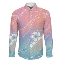 Aloha Hawaii Floral Tapa Family Matching Long Sleeve Bodycon Dress and Hawaiian Shirt Patchwork Pastel Candy LT7 Dad's Shirt - Long Sleeve Pastel - Polynesian Pride