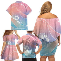 Aloha Hawaii Floral Tapa Family Matching Off Shoulder Short Dress and Hawaiian Shirt Patchwork Pastel Candy LT7 - Polynesian Pride