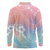 Aloha Hawaii Floral Tapa Long Sleeve Polo Shirt Patchwork Pastel Candy - Polynesian Pride