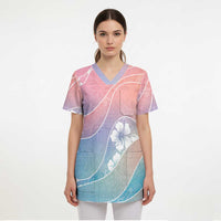 Aloha Hawaii Floral Tapa Scrub Top Patchwork Pastel Candy - Polynesian Pride