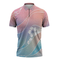 Aloha Hawaii Floral Tapa Zipper Polo Shirt Patchwork Pastel Candy - Polynesian Pride