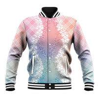 Hawaii Aloha Plumeria Lei Pastel Candy Palaka Baseball Jacket - Polynesian Pride