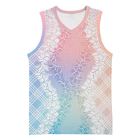 Hawaii Aloha Plumeria Lei Pastel Candy Palaka Basketball Jersey - Polynesian Pride