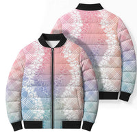 Hawaii Aloha Plumeria Lei Pastel Candy Palaka Bomber Puffer Jacket - Polynesian Pride
