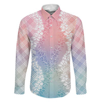 Hawaii Aloha Plumeria Lei Pastel Candy Palaka Family Matching Off Shoulder Maxi Dress and Hawaiian Shirt - Polynesian Pride