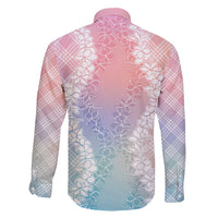 Hawaii Aloha Plumeria Lei Pastel Candy Palaka Family Matching Off Shoulder Maxi Dress and Hawaiian Shirt - Polynesian Pride