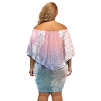 Hawaii Aloha Plumeria Lei Pastel Candy Palaka Family Matching Off Shoulder Short Dress and Hawaiian Shirt - Polynesian Pride