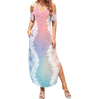 Hawaii Aloha Plumeria Lei Pastel Candy Palaka Family Matching Summer Maxi Dress and Hawaiian Shirt - Polynesian Pride