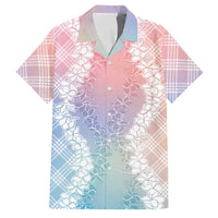 Hawaii Aloha Plumeria Lei Pastel Candy Palaka Family Matching Tank Maxi Dress and Hawaiian Shirt LT7 Dad's Shirt - Short Sleeve Pastel - Polynesian Pride