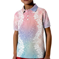 Hawaii Aloha Plumeria Lei Pastel Candy Palaka Kid Polo Shirt - Polynesian Pride