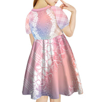 Hawaii Aloha Plumeria Lei Pastel Candy Palaka Kid Short Sleeve Dress - Polynesian Pride