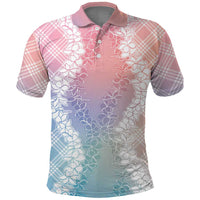 Hawaii Aloha Plumeria Lei Pastel Candy Palaka Polo Shirt - Polynesian Pride