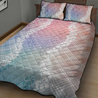 Hawaii Aloha Plumeria Lei Pastel Candy Palaka Quilt Bed Set - Polynesian Pride