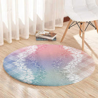 Hawaii Aloha Plumeria Lei Pastel Candy Palaka Round Carpet LT7 - Polynesian Pride