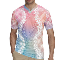 Hawaii Aloha Plumeria Lei Pastel Candy Palaka Rugby Jersey LT7 - Polynesian Pride