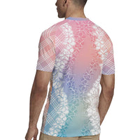 Hawaii Aloha Plumeria Lei Pastel Candy Palaka Rugby Jersey LT7 - Polynesian Pride