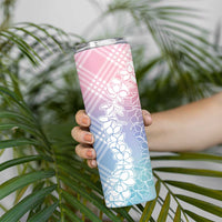Hawaii Aloha Plumeria Lei Pastel Candy Palaka Skinny Tumbler - Polynesian Pride