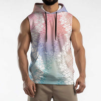 Hawaii Aloha Plumeria Lei Pastel Candy Palaka Sleeveless Hoodie - Polynesian Pride