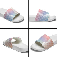 Hawaii Aloha Plumeria Lei Pastel Candy Palaka Slide Sandals - Polynesian Pride