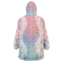 Hawaii Aloha Plumeria Lei Pastel Candy Palaka Wearable Blanket Hoodie - Polynesian Pride