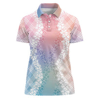 Hawaii Aloha Plumeria Lei Pastel Candy Palaka Women Polo Shirt - Polynesian Pride