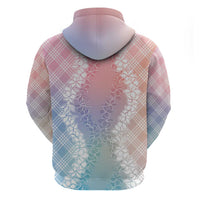 Hawaii Aloha Plumeria Lei Pastel Candy Palaka Zip Hoodie - Polynesian Pride