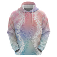 Hawaii Aloha Plumeria Lei Pastel Candy Palaka Zip Hoodie - Polynesian Pride