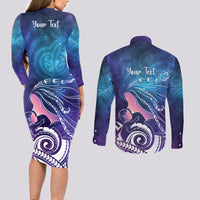 New Zealand Mother's Day Couples Matching Long Sleeve Bodycon Dress and Long Sleeve Button Shirt Maori Hari Ra Mama