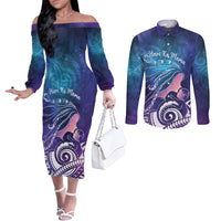 New Zealand Mother's Day Couples Matching Off The Shoulder Long Sleeve Dress and Long Sleeve Button Shirt Maori Hari Ra Mama