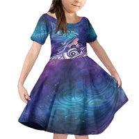 New Zealand Mother's Day Family Matching Mermaid Dress and Hawaiian Shirt Maori Hari Ra Mama LT7 Daughter's Dress Galaxy - Polynesian Pride