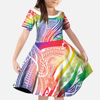 Aloha Pride Rainbow Tie Dye Family Matching Off Shoulder Maxi Dress and Hawaiian Shirt Humpback Whale - Love is Love