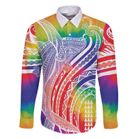 Aloha Pride Rainbow Tie Dye Family Matching Off Shoulder Short Dress and Hawaiian Shirt Humpback Whale - Love is Love