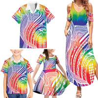Aloha Pride Rainbow Tie Dye Family Matching Summer Maxi Dress and Hawaiian Shirt Humpback Whale - Love is Love