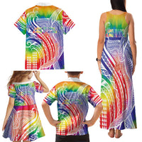 Aloha Pride Rainbow Tie Dye Family Matching Tank Maxi Dress and Hawaiian Shirt Humpback Whale - Love is Love