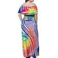 Aloha Pride Rainbow Tie Dye Off Shoulder Maxi Dress Humpback Whale - Love is Love