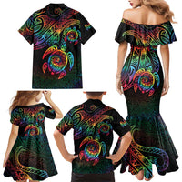 Hawaii Pride Family Matching Mermaid Dress and Hawaiian Shirt Rainbow Swirls LT7 - Polynesian Pride