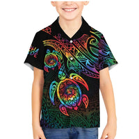 Hawaii Pride Family Matching Mermaid Dress and Hawaiian Shirt Rainbow Swirls LT7 Son's Shirt Colorful - Polynesian Pride